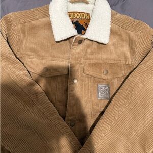 DIXXON Men’s Tan Corduroy Jacket with White Sherpa Collar